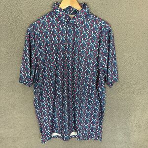 1764 Golf Polo Shirt Mens M Blue Performance Stretch‎ Short Sleeve Wine Bottles